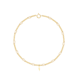 gold bracelet, charm bracelet, lightning bolt jewelry, chain bracelet, custom bracelet, 14k gold bracelet