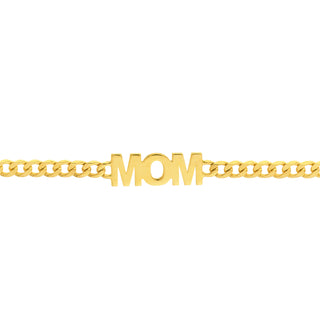 14k Solid Yellow Gold Curb Chain Mom Bracelet The Bond Society