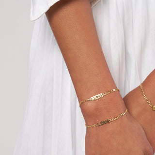 14k Solid Yellow Gold Curb Chain Mom Bracelet The Bond Society