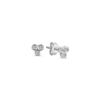 diamond bezel earrings in solid 14k white gold 