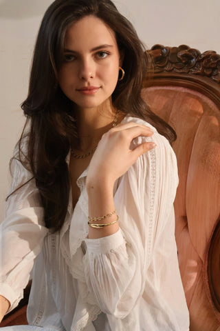 yellow gold bean chain bracelet the bond society
