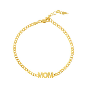14k Solid Yellow Gold Curb Chain Mom Bracelet The Bond Society