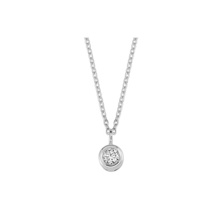 White Gold diamond necklace with a bezel set diamond pendant