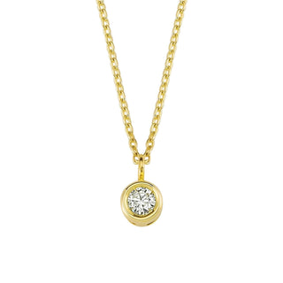 Bezel Diamond Pendant Necklace in solid 14k yellow gold