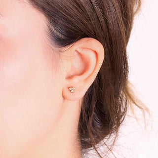 3 diamond bezel stud earrings