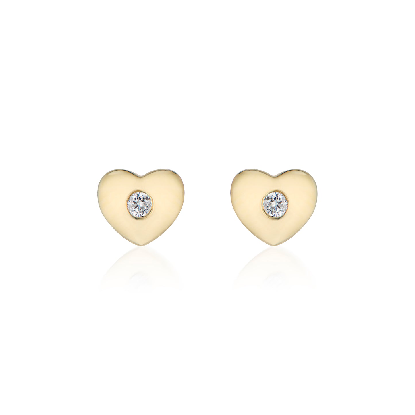 earring studs. diamond heart earrings. diamond studs. gold earrings. fine jewelry. 