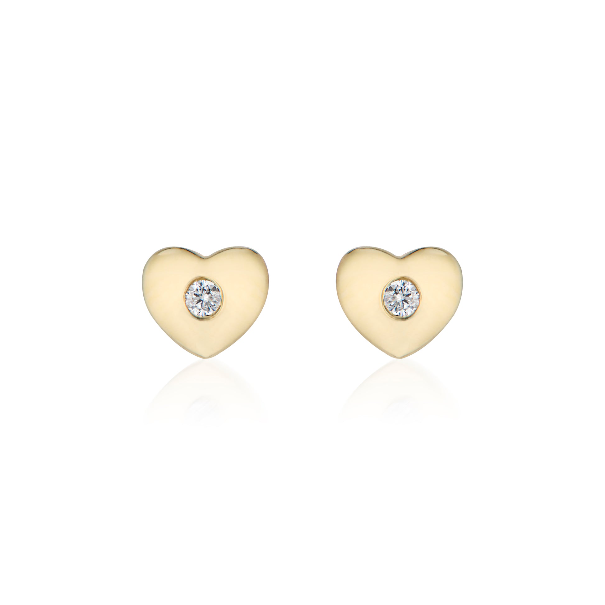 earring studs. diamond heart earrings. diamond studs. gold earrings. fine jewelry. 