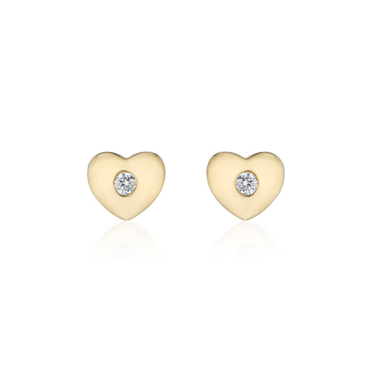 earring studs. diamond heart earrings. diamond studs. gold earrings. fine jewelry. 