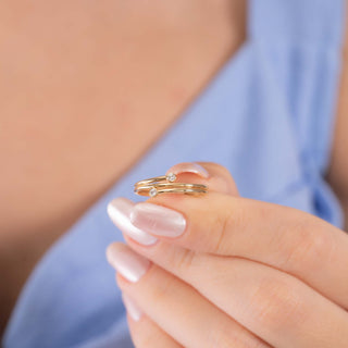 Dainty gold ring with 2 diamonds 