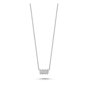 White Gold Diamond Baguette Necklace, dainty necklace