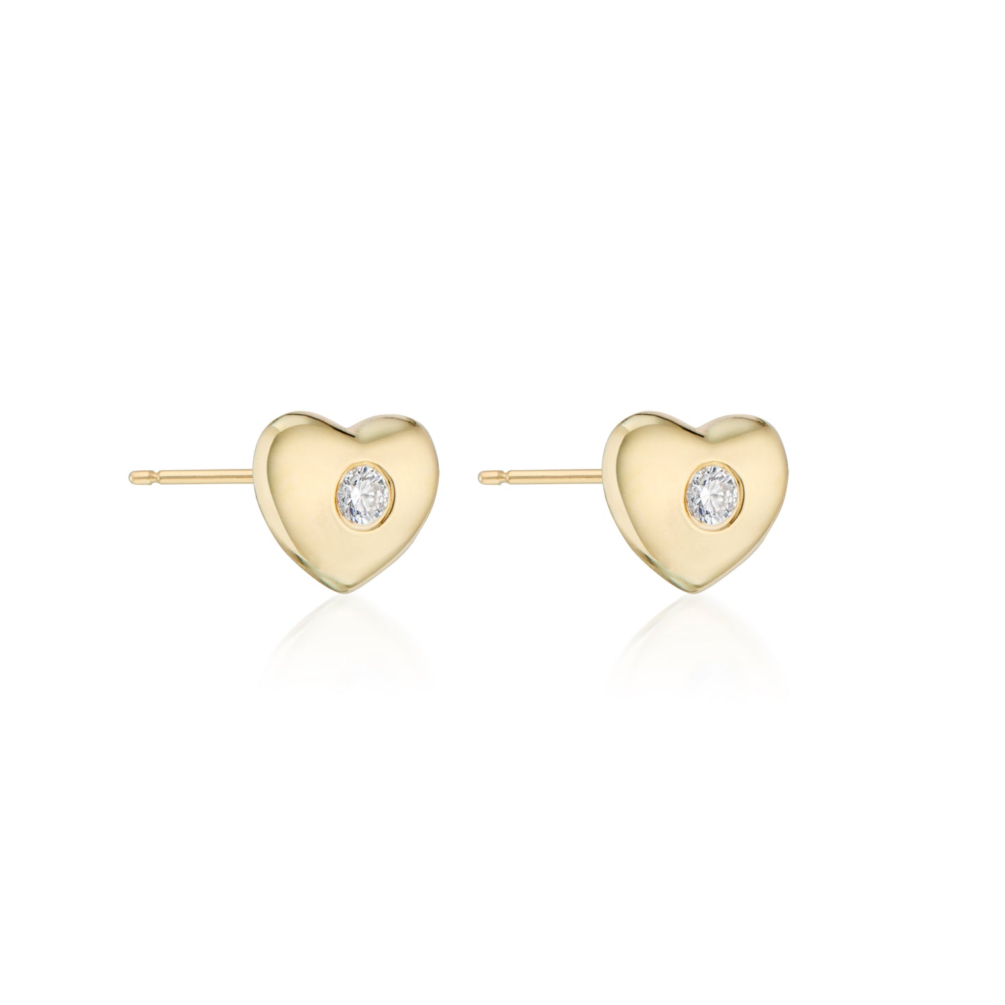 earring studs. diamond heart earrings. diamond studs. gold earrings. fine jewelry. 