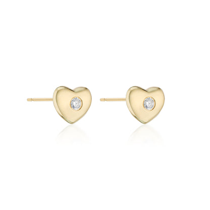 earring studs. diamond heart earrings. diamond studs. gold earrings. fine jewelry. 