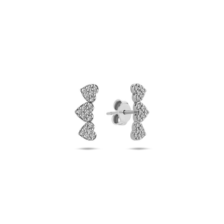 3 Pavé diamond heart earring studs