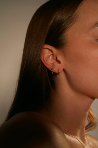 Earring Studs, earring stacks. Heart Pavé Diamond Studs. 