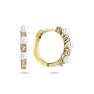 Pearl Diamond Hoop Earrings | The Bond Society
