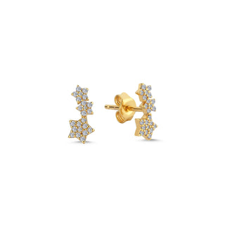 Star Pavé Diamond Ear Climber Studs