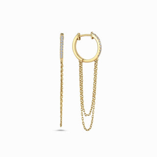 Pavé Diamond Drop Chain Hoop Earrings