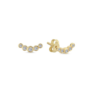 Dainty Bezel Diamond Ear Climber Studs | The Bond Society