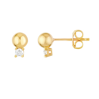 Gold Bead Diamond Stud Earrings