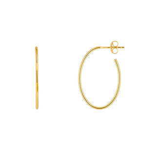 14k Solid Gold Oval Hoop Earrings The Bond Society