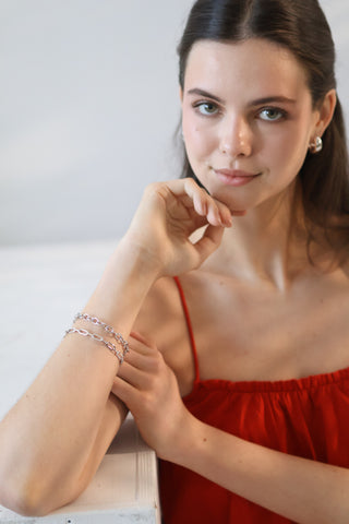 white gold paperclip bracelet the bond society