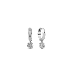 Pavé Diamond Drop Hoop Earrings in 14k white gold – The Bond Society