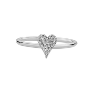 White gold heart pavé diamond ring