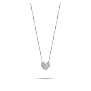 Pave diamond dainty heart necklace