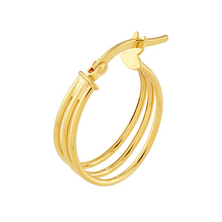 Solid 14k Gold Triple Tube Hoop Earrings The Bond Society
