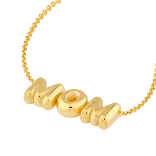 Solid 14k Yellow Gold Puff Mom Necklace The Bond Society
