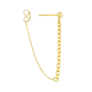 Solid 14k Gold Cable Chain Stud Earrings The Bond Society