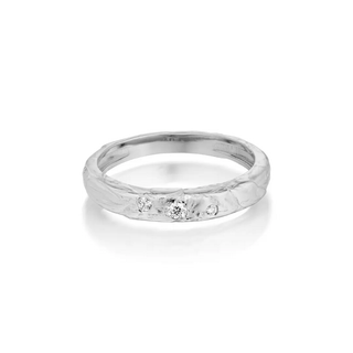 White Gold Apricity Foiled Stack Ring with 3 Diamonds