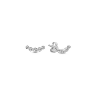 Dainty Bezel Diamond Ear Climber Studs