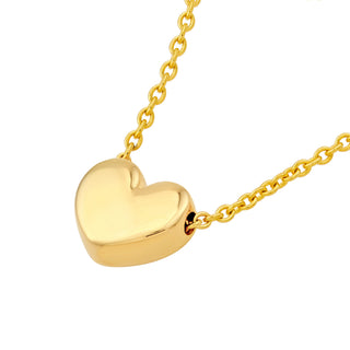 Solid 14k Yellow Gold Puff Heart Necklace The Bond Society