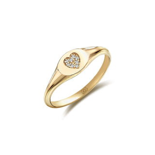 Diamond Heart Signet Ring