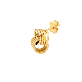 14k Solid Yellow Gold Textured Love Knot Stud Earrings The Bond Society