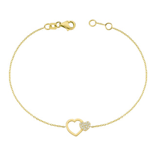 Duo Heart Pave Diamond Bracelet
